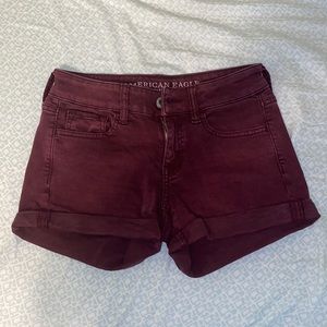 Maroon, Stretchy, American Eagle Jean shorts